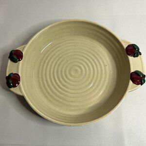 Farmhouse Speckled Glazed Pottery Stoneware Apple Pie Dish 10" Wide 2" Deep